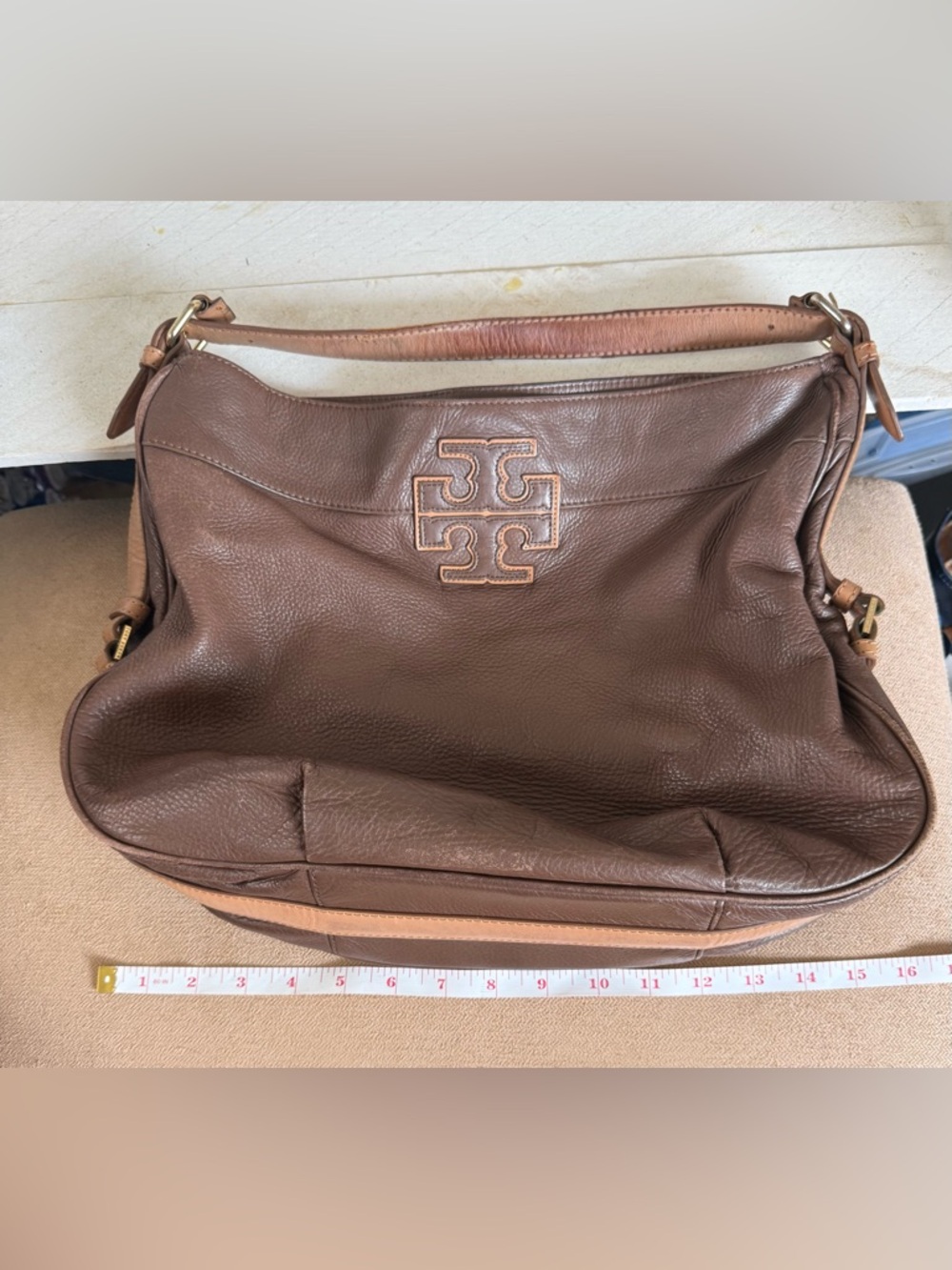 Tory Burch Brown Pebbled Leather Shoulder Bag - Picture 16 of 16